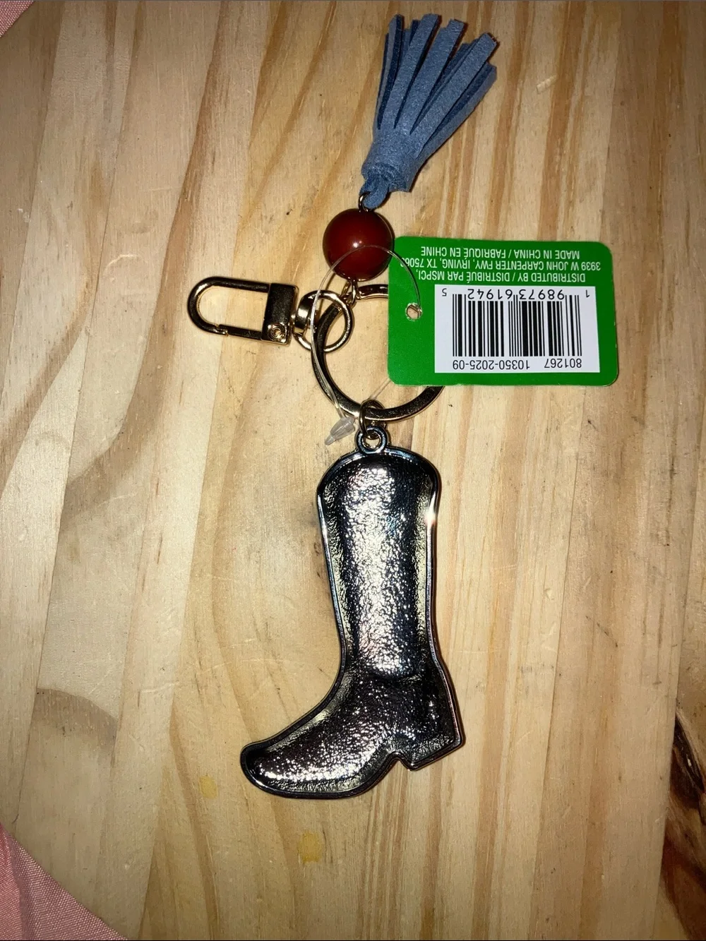 Ashland Blue Floral Cowboy Boot Key & Card Holder with Tassel
